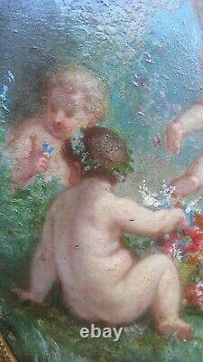 Superb Painting Angelots / Putti Grand Painter Henry Sieurac