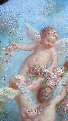 Superb Painting Angelots / Putti Grand Painter Henry Sieurac