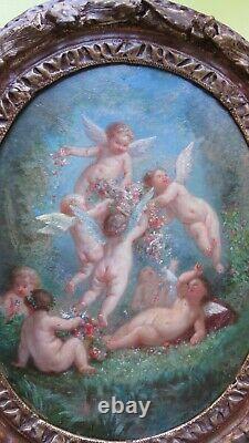 Superb Painting Angelots / Putti Grand Painter Henry Sieurac