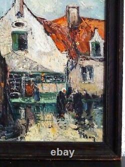 Superb Painting Around 1910/1920-arrival Poisson Aux Halles De Boulogne / Mer