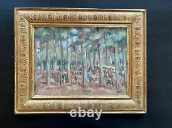 Superb Painting Signed Montezin Post-impressionism Oil On Canvas Fête Au Bois