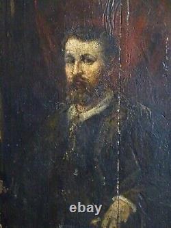 Superbe Peinture 19th Bourgeois Man Portrait-the Style Of Monticelli & Maury