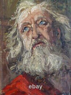 Superbe Peinture 19th-romantism - Old Man Portrait To Bleus-signed Eyes