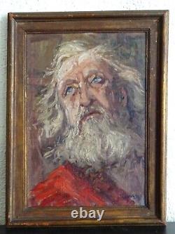 Superbe Peinture 19th-romantism - Old Man Portrait To Bleus-signed Eyes