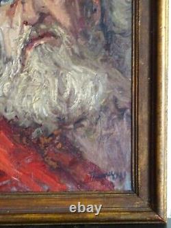 Superbe Peinture 19th-romantism - Old Man Portrait To Bleus-signed Eyes