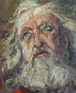 Superbe Peinture 19th-romantism - Old Man Portrait To Bleus-signed Eyes