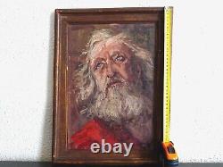 Superbe Peinture 19th-romantism - Old Man Portrait To Bleus-signed Eyes