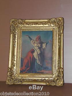 Supere Oil On Canvas Holy Virgin Wood Frame Golden Keys Signed Lafon Nineteenth