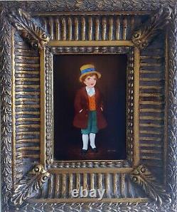 Suzanna KALMAN young girl in a coat oil on wood