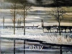 TABLEAU - Old HST Wooden Mill Signed (Ernest Fillemont 1951 - BELGIAN)