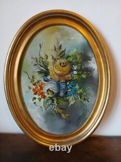 TEIXIDO oil on panel signed, in medallion, gilded wooden frame