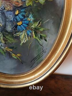 TEIXIDO oil on panel signed, in medallion, gilded wooden frame