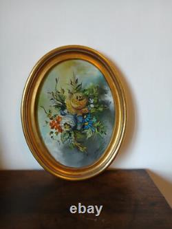 TEIXIDO oil on panel signed, in medallion, gilded wooden frame