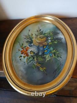 TEIXIDO oil on panel signed, in medallion, gilded wooden frame