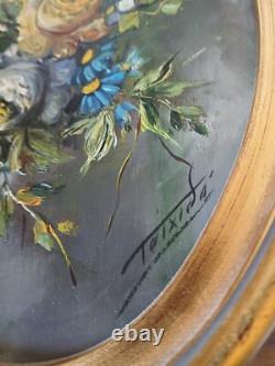 TEIXIDO oil on panel signed, in medallion, gilded wooden frame