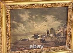 T BUÉ ROUSSEAU Marine Landscape Oil Painting on Wood Panel