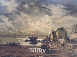 T BUÉ ROUSSEAU Marine Landscape Oil Painting on Wood Panel