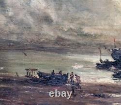 T BUÉ ROUSSEAU Marine Landscape Oil Painting on Wood Panel