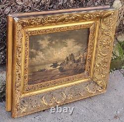 T BUÉ ROUSSEAU Marine Landscape Oil Painting on Wood Panel