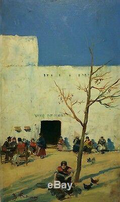 Taberne Village. Oil On Panel. Sign. Ramon F.. Spain. Circa 1850