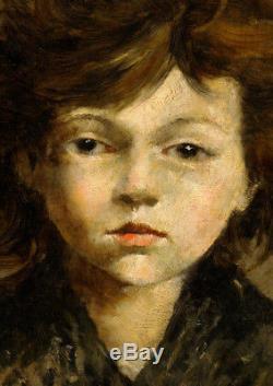 Table 19th On Wood Portrait Girl Leon Comerre