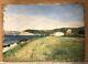 Table Ancient Oil Gaston Roulet (1847-1925) Landscape Sea Coast Trieste Italy