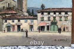 Table Ancient Oil Giulia Heli Capella (1875-1915) Landscape Italy Fiesole XIX