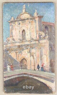 Table Ancient Oil Landscape Architecture Church Bridge Venice Italy Late 19th