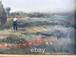 Table Ancient Oil Landscape Country Country Farmer Foin 19th Signed B. Colvier