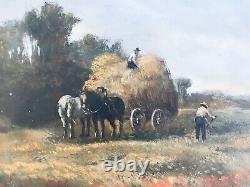 Table Ancient Oil Landscape Country Country Farmer Foin 19th Signed B. Colvier