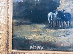 Table Ancient Oil Landscape Country Country Farmer Foin 19th Signed B. Colvier