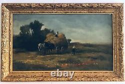 Table Ancient Oil Landscape Country Country Farmer Foin 19th Signed B. Colvier