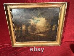 Table Ancient Oil Landscape Forest Barbizon Corot 50x42 Old Painting Arestore
