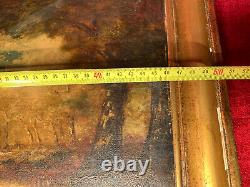 Table Ancient Oil Landscape Forest Barbizon Corot 50x42 Old Painting Arestore