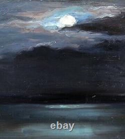 Table Ancient Oil Landscape Sea Twilight Sky Night Moon Josey Pillon 1902