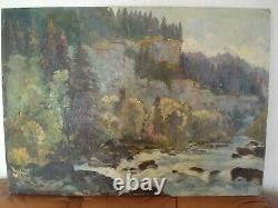 Table Henri Chapatte (1918-1997) Oil On Panel Gorges Du Doubs Signed