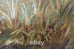 Table Hsp Etang With Swans Xix° Signed Poirier