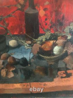 Table Hsp Japonizing Still Life Expressionist Signed Jm Richard 1957