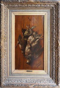Table Hsp XIX ° Trompe The Eye Game Signed L. Duveny With Frame + Cartridge