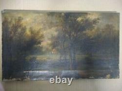 Table Landscape 18th Paint Oil On Panel 62x44cm