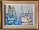 Table Marine Barque In Port Signed René Leforestier (1903-1972) + Frame