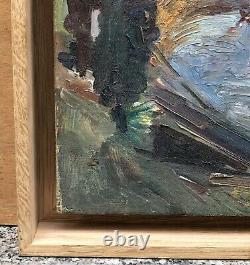 Table Oil Gaston Durel (1879-1954) Landscape Fishermen Characters Frame