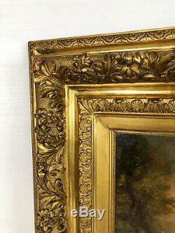 Table / Oil On Canvas Signed The Nineteenth Frame In Beautiful Wood Gold
