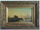 Table Oil On Cardboard Animated Marine 1888 Xix Signed Timber Stucco Golden Frame
