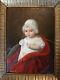 Table Oil On Cardboard Miniature Portrait Child Dress Empire 1812