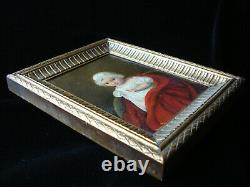 Table Oil On Cardboard Miniature Portrait Child Dress Empire 1812