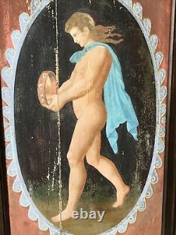 Table Oil On Oak Wood 19th Young Naked Man In The Neo-pompeian Taste