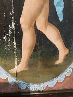 Table Oil On Oak Wood 19th Young Naked Man In The Neo-pompeian Taste