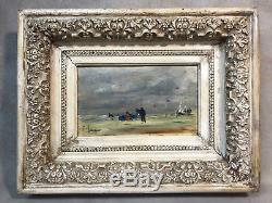 Table / Oil On Panel Wood Beach A Deauville Box And Signed