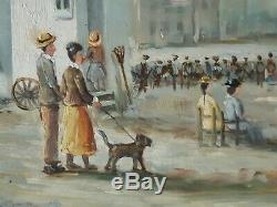 Table Oil On Wood Marine Beach Scene R. Wilson MID Twentieth